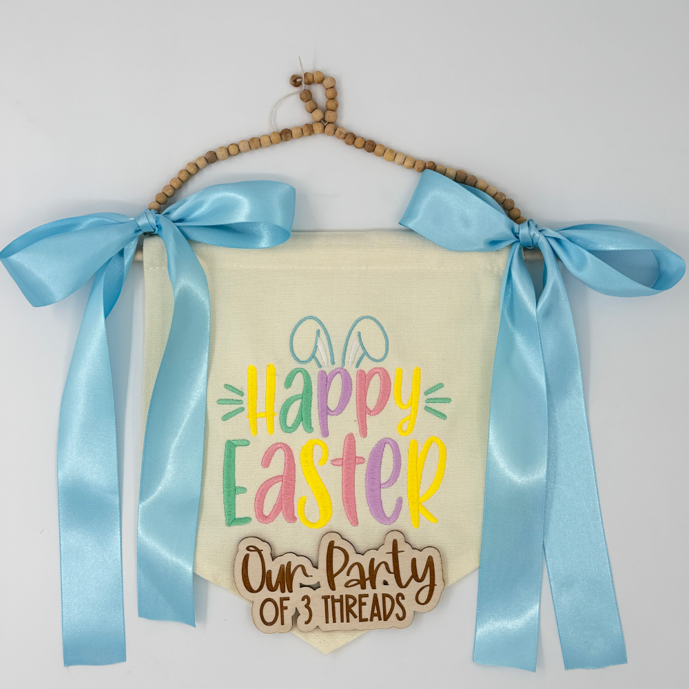 Happy Easter Embroidered Canvas Banner