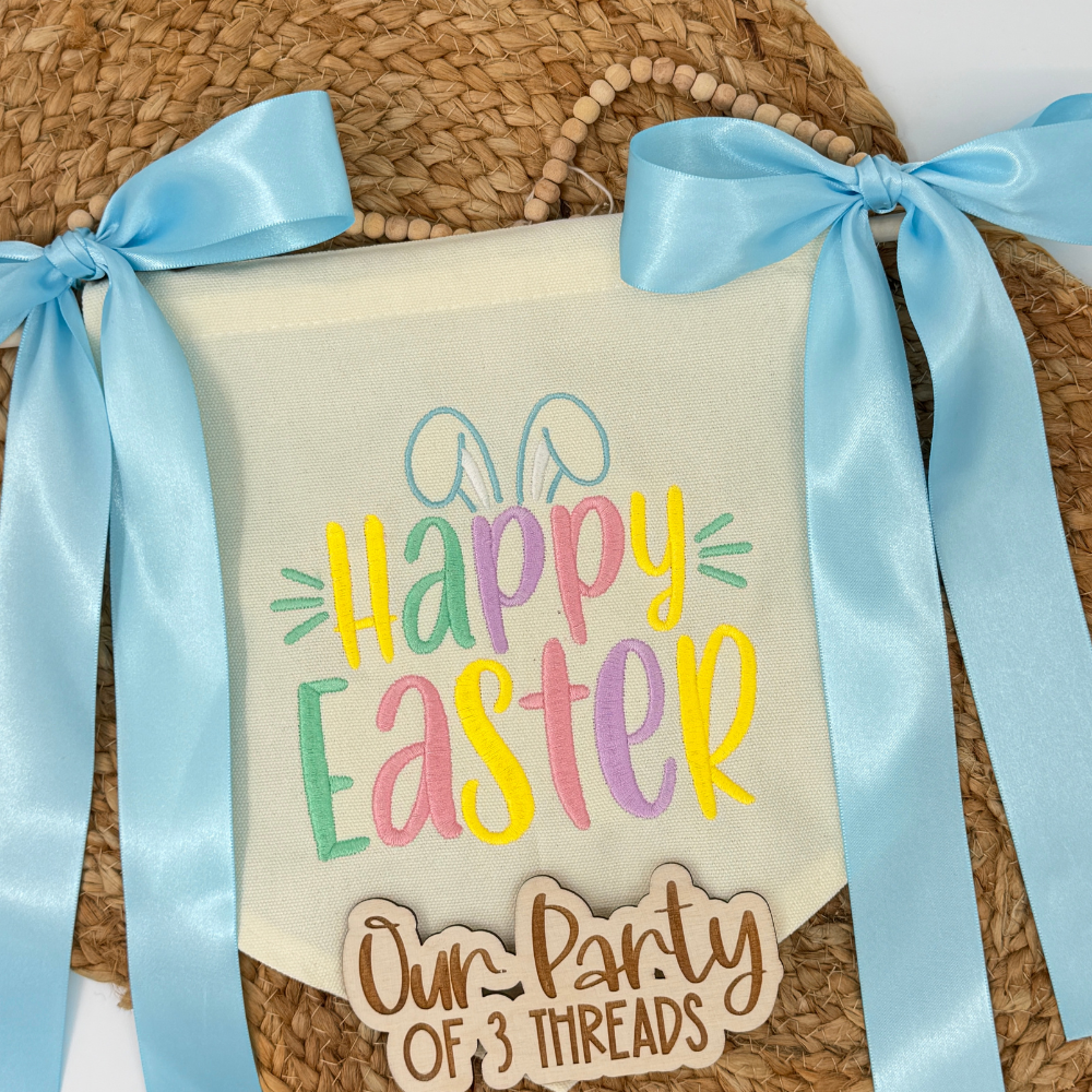 Happy Easter Embroidered Canvas Banner
