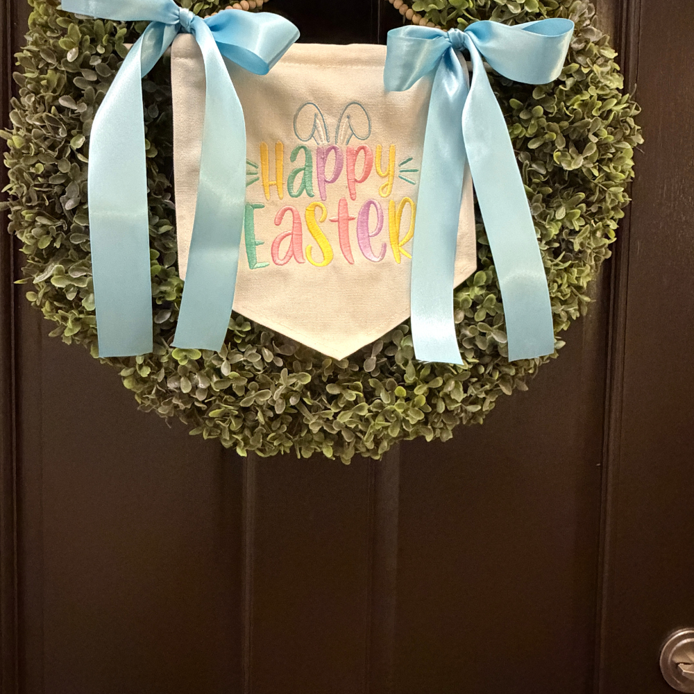 Happy Easter Embroidered Canvas Banner