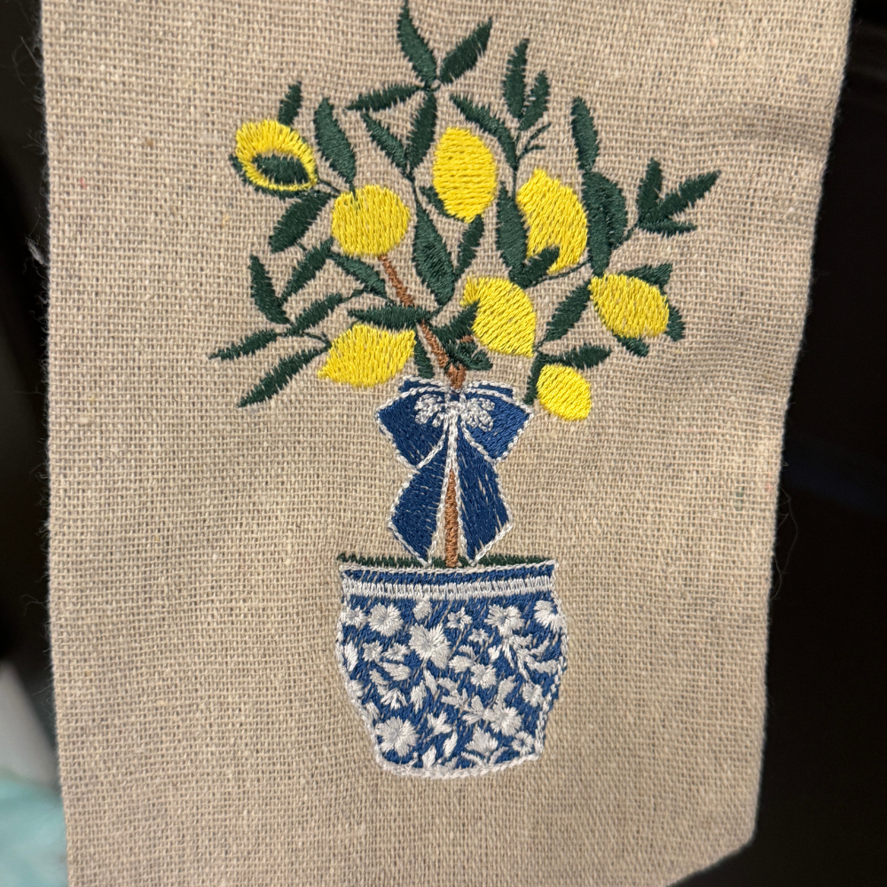 Personalized Wreath Sash – Lemon Chinoiserie Design