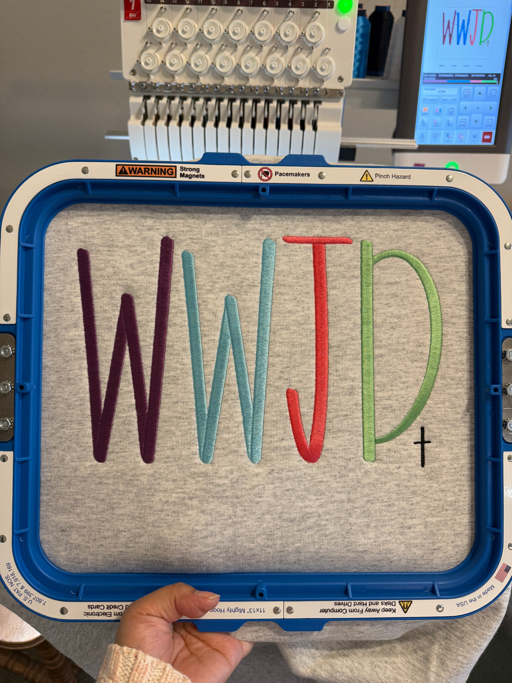 WWJD Embroidered Crewneck Sweatshirt