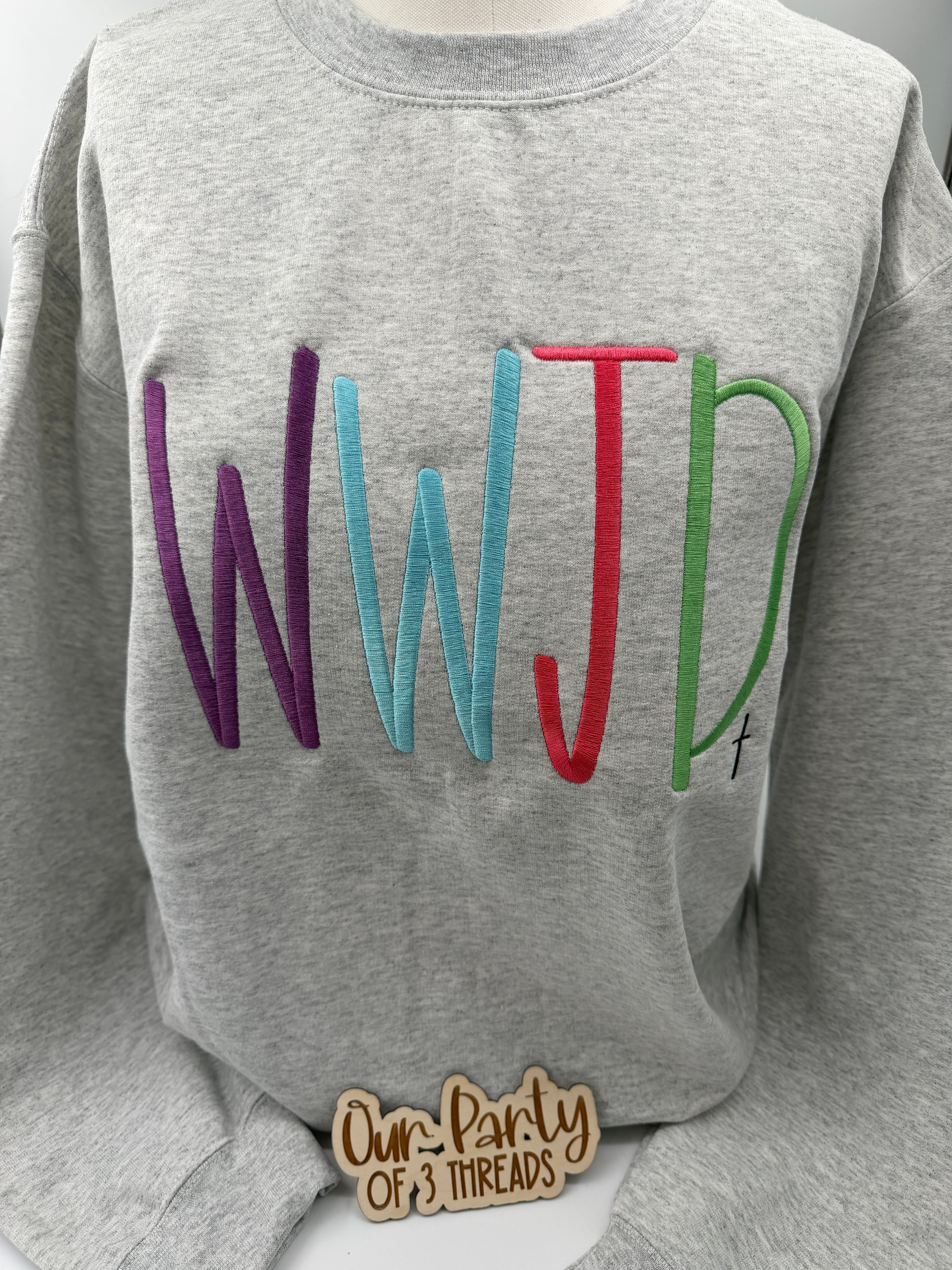 WWJD Embroidered Crewneck Sweatshirt