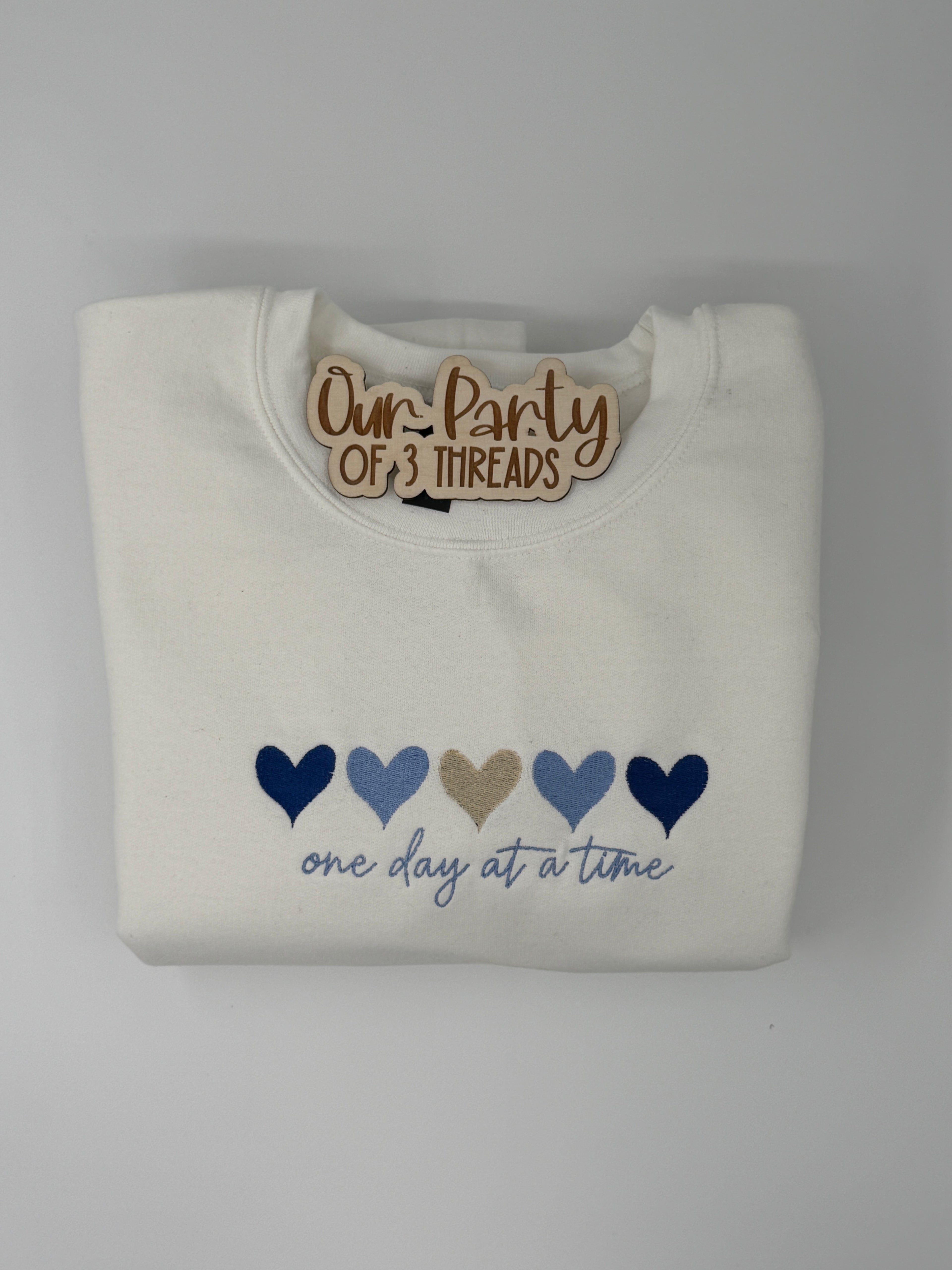 One Day at a Time Embroidered Crewneck