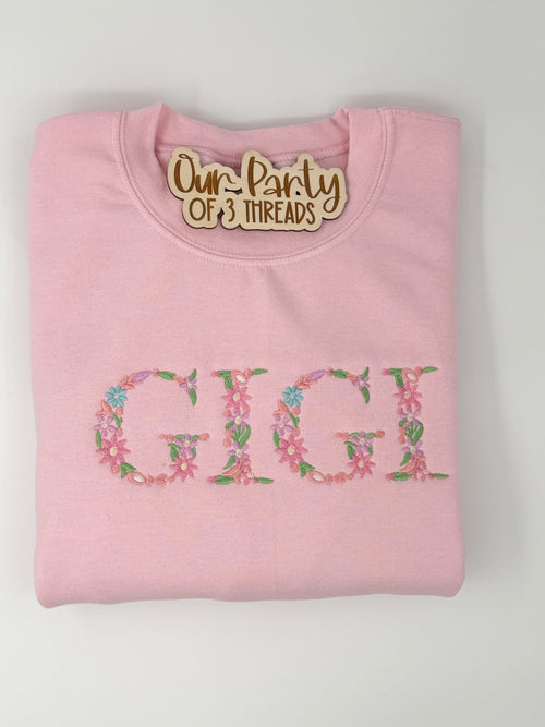 Custom Floral Embroidered Crewneck