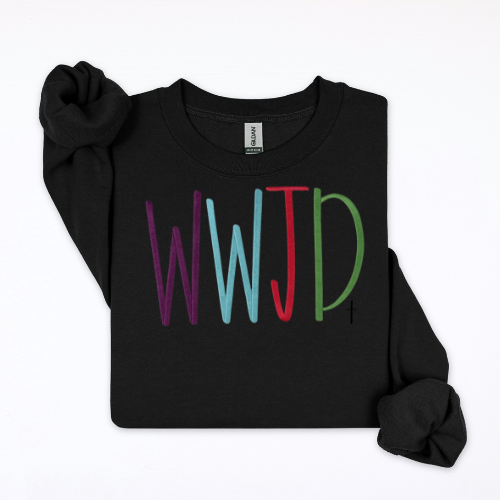 WWJD Embroidered Crewneck Sweatshirt